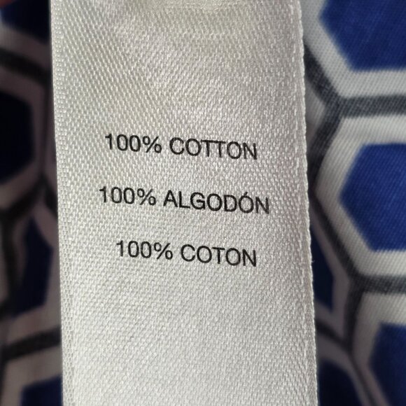 Womens Chicos Blue Hexagon Pattern Shirt No Iron Button Up Long Sleeve Size 3 - Picture 3 of 8